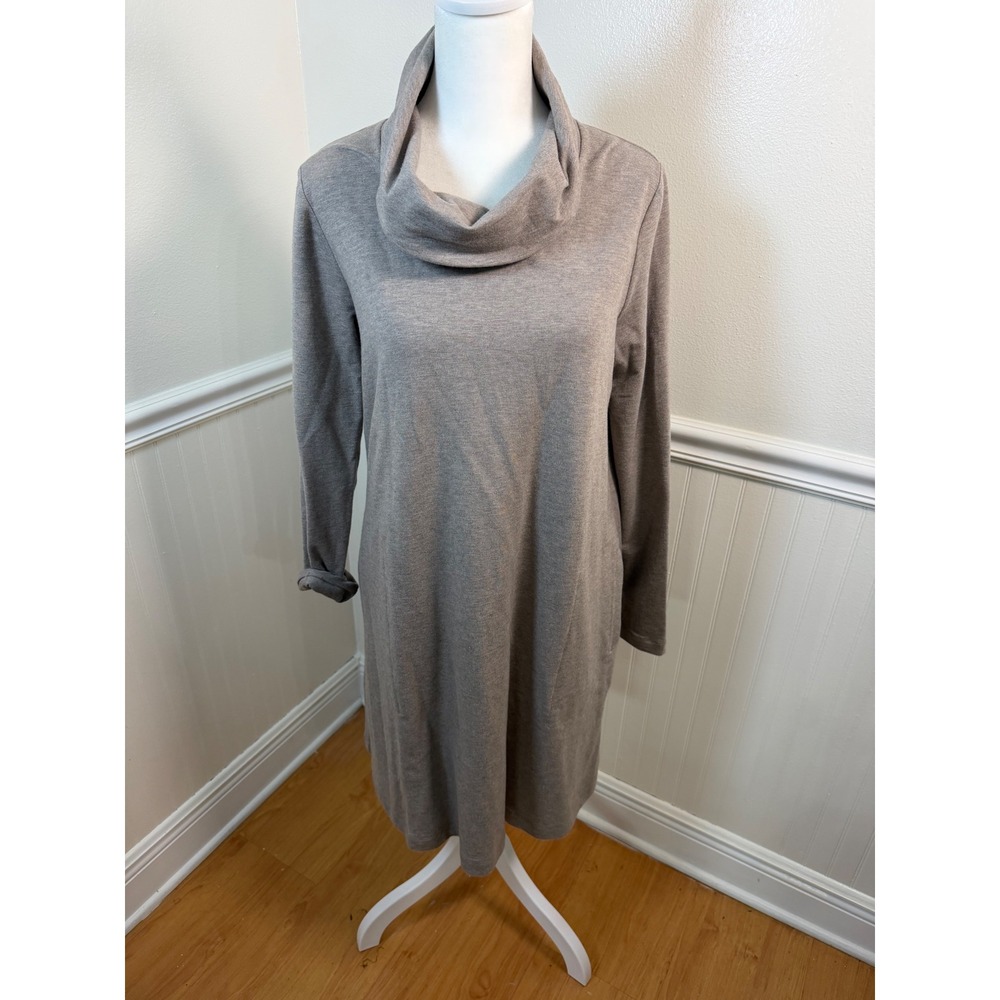 Pure Jill‎ Casual Cowl Neck Long Sleeve Tunic Dress with Pockets Taupe Size S